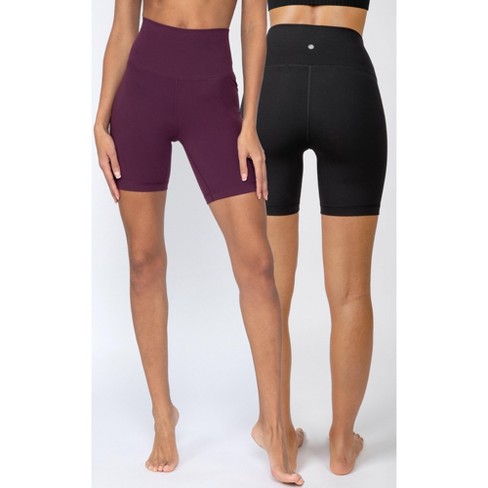 90 Degree By Reflex Womens 2 Pack High Waist Power Flex Yoga Shorts Tummy  Control 7 Biker Shorts - Burnt Amber / Black - X Small - ShopStyle