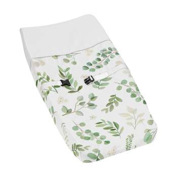 Sweet Jojo Designs Girl Changing Pad Cover Botanical Leaf Green and White