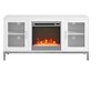 Modern Wood Electric Fireplace TV Stand up to 58" with Glass Doors - Saracina Home: Freestanding Entertainment Center - 4 of 4