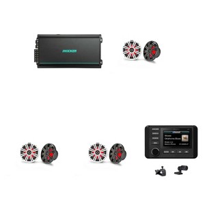 Kicker 51KMC4 Marine Source Unit & (3 Pair ) 45KM84L 8" RGB LED Marine Speakers with 48KMA6006 6 Ch. Marine Amp Bundle - 1 of 4