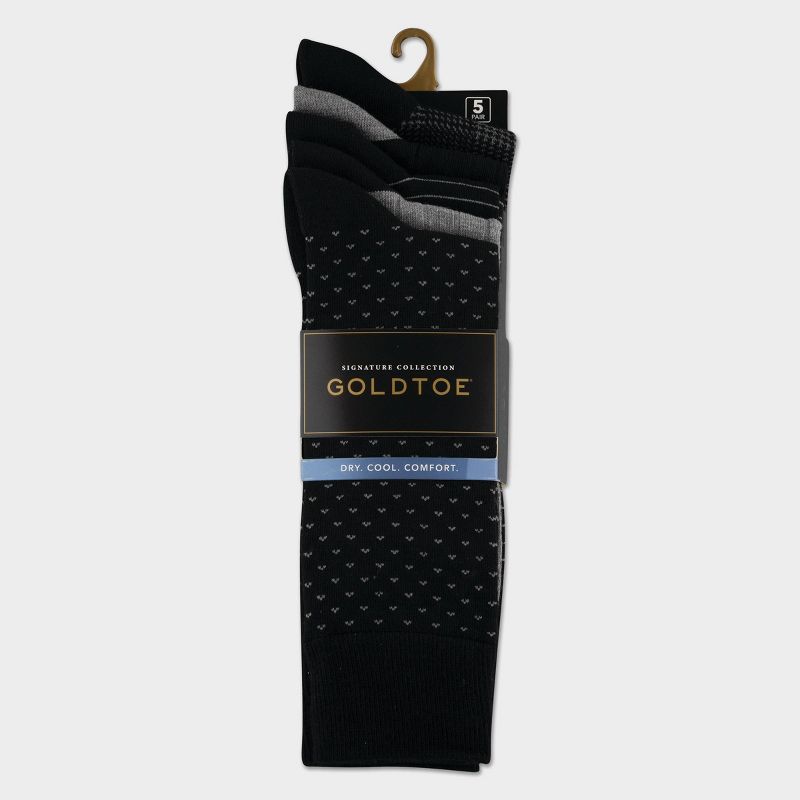 Signature Gold by GOLDTOE Men&#39;s Classic Crew Socks 5pk - Black 6-12.5, 3 of 4