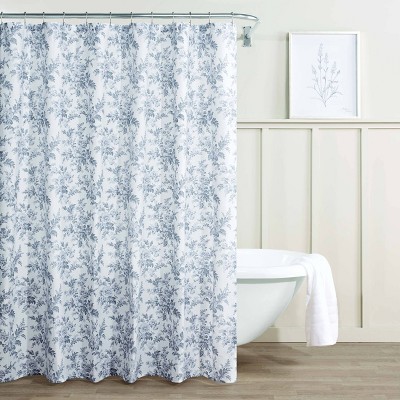 Annalise Floral Shower Curtain Gray - Laura Ashley