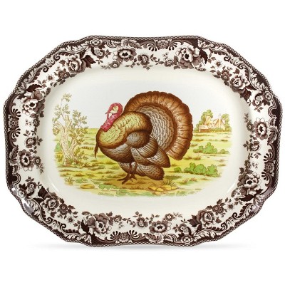 Spode Woodland 19" Octagonal Serving Platter, Platter for Thanksgiving, Dinner Parties, and Other Events, Made from Fine Porcelain, Turkey