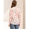 Allegra K Women's Floral Loose V Neck Long Sleeve Button-Up Shirt - 3 of 4