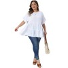 Women's Plus Size Swiss Dots Crew Neck Ruffle Short Sleeve Tiered Back Tie Summer Blouses - Agnes Orinda - 3 of 4