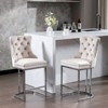Okak Counter Bar Stools Set of 2, Modern Velvet Upholstery with Button Tufting & Rivet Trim, Brushed Nickel Metal Base for Kitchen Island - 4 of 4