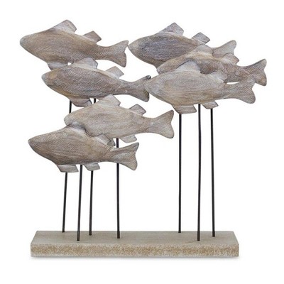 Melrose Wooden Fish School Sculpture