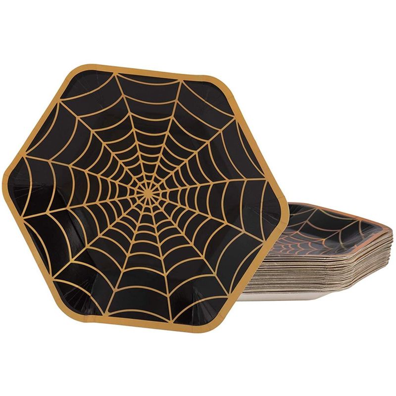Blue Panda 50 Pack Halloween Black Spider Web Disposable Paper Plates Party Supplies, 9 x 8 In, 5 of 8