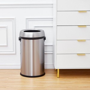 GustoWave 65 Liter/17 Gallon Open Top Trash Can, Fingerprint-Proof Stainless Steel Garbage Can - 1 of 4