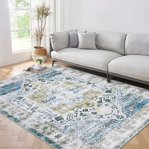 COZONY Washable Area Rug for Living Room, Vintage Distressed Accent Carpet, Non-Slip, Low Pile, Stain Resistant - 1 of 4