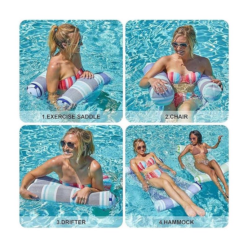 Syncfun 2 Sets 4-in-1 Hammock Inflatable Pool Float with Air Pump, Premium Swimming Pool Lounger, Multi-Purpose Pool Hammock, 5 of 8