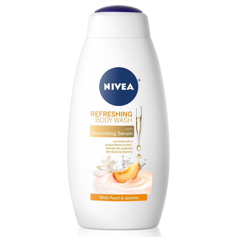 Photos - Shower Gel Nivea White Peach and Jasmine Refreshing Body Wash for Dry Skin - 20 fl oz 