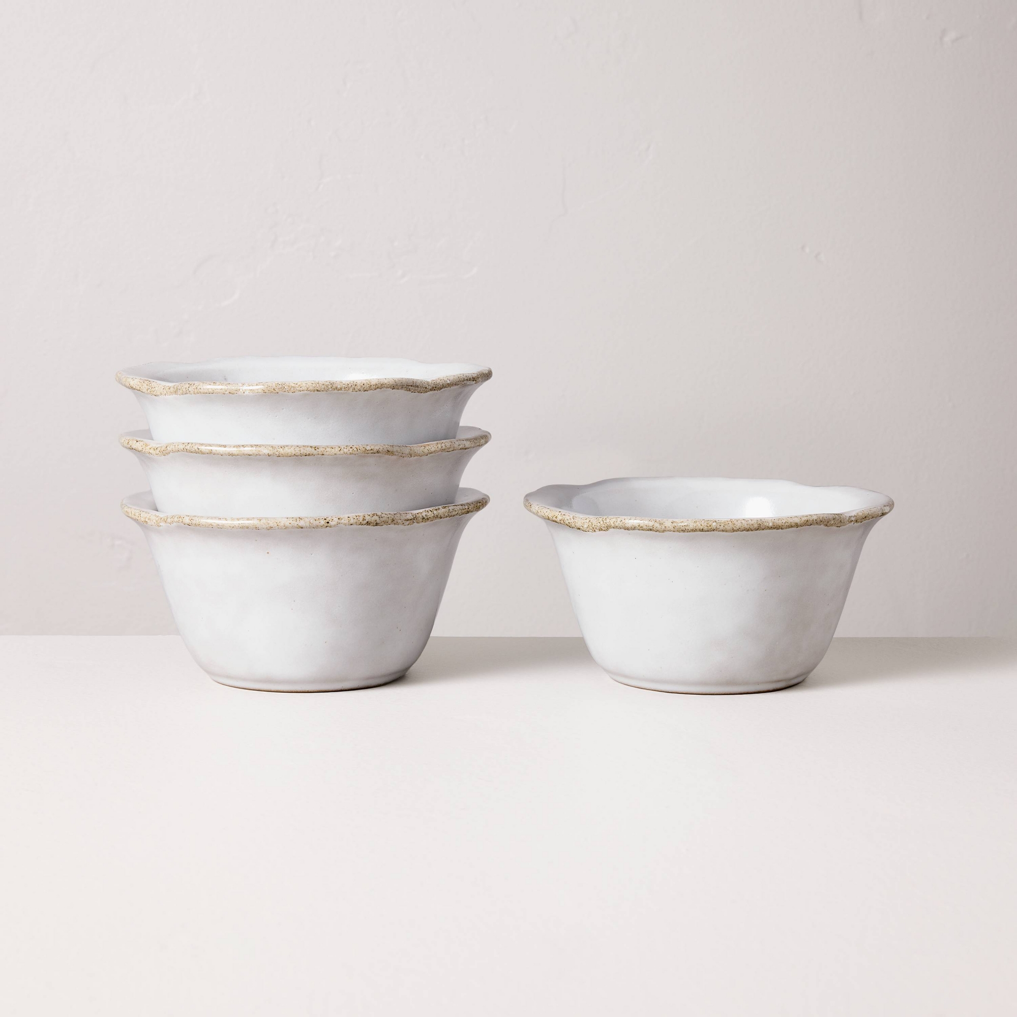 Set of 4 Carved Edge Mini Bowls Cream - Hearth & Hand™ with Magnolia