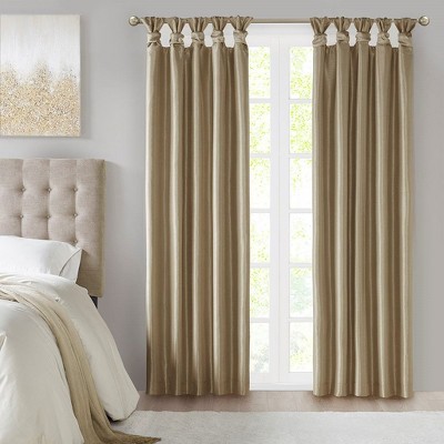 Sapphtopaz Lined Window Curtains Twist Tab Curtain Panel Privacy Assured with Total Blackout for Bedroom, Living Room