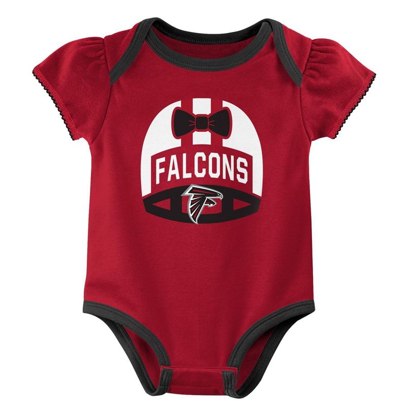 NFL Atlanta Falcons Baby Girls&#39; Onesies 3pk Set - 6-9M, 4 of 5