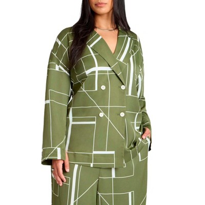 ELOQUII Women's Plus Size Double Breasted Oversized Shirt