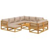 vidaXL 10 Piece Patio Furniture Set - Solid Wood with Taupe Cushions - Modular Lounge Set for Garden/Patio/Outdoor - 3 of 4