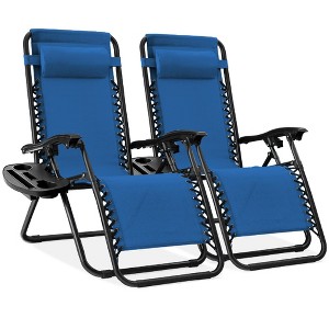 Best Choice Products Set of 2 Zero Gravity Lounge Chair Recliners for Patio, Pool w/ Cup Holder Tray - 1 of 4