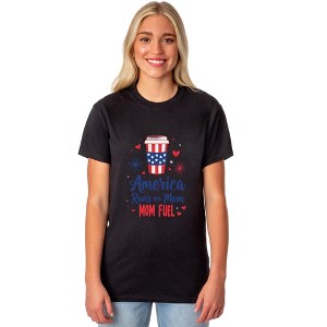 Runs On Mom Coffee Women's 4th Of July Crewneck Short-Sleeve T-Shirt - 1 of 4