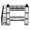 NicBex Metal Twin over Twin Castle-Shaped Loft and Bunk Bed with Wardrobe and Multiple Storage, Black and White - 4 of 4