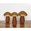 HomeRoots Set of Three Brown And Gold Wood Mushroom Tabletop Sculptures - 2 of 4