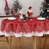 Red Christmas Tablecloths Collection Waterproof Holiday Dining Table Decor Indoor Outdoor with Snowflakes Tree Patterns - 4 of 4