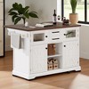 Kitchen Island with Drop Leaf, USB, Glass and Barn Doors, 2 Drawers, Adjustable Shelves, Rolling Kitchen Cart with Storage for Dining Room - 3 of 4