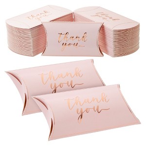 Sparkle and Bash 100-Pack Thank You Boxes for Favors with Rose-Gold Foil, Bulk Gift Wrap for Party Supplies, 5.2 x 3.2 In - 1 of 4