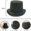 4E's Novelty 6" Black Top Hat Costume Men & Women, Tall Felt Hat with Satin Ribbon, Perfect for Magician, Circus, Snowman Roleplay & Dress Up Party - 3 of 4