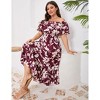 Women Plus Size Off Shoulder Maxi Dress Ruffle Flowy Summer Casual Boho Long Dresses - 3 of 4