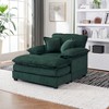 TiramisuBest 56.3" Corduroy Single Sofa with Ottoman & 2 Toss Pillows,Deep-Seat Comfy Couch for Living Room,Green - 3 of 4