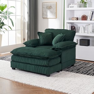 Corduroy Chaise Lounge Single Sofa With 2 Toss Pillows and a Ottoman Upholstered Accent Chairs, White/Orange/Green/Gray/Black-ModernLuxe - 1 of 4