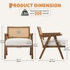 Mid-Century Farmhouse Accent Chair - Wood Armchair with Rattan Backrest & Linen Cushion for Living Room, Bedroom - 2 of 4