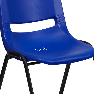 Hercules 440 lb Navy Ergonomic Shell Stack Chair with Black Metal Frame