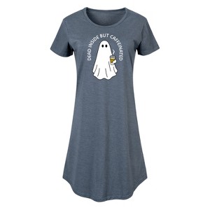 Women's - Instant Message - Dead Inside Caffeinated Ghost Graphic T-shirt Dress - 1 of 4