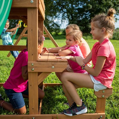 Belmont Cedar Wood Swing Set with Slide and Swings
