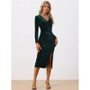 INSPIRE CHIC Women's V Neck Velvet Ruched Split Cocktail Evening Wrap Dress - 4 of 4