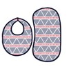 Bacati - Emma Coral/Navy Triangles Muslin 4 pc set of Bibs & Burp Cloths Set - 2 of 4