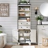 SinCiDo 72" Tall Farmhouse Bathroom Storage Cabinet, Adjustable Shelves & Barn Door & 2 Drawers for Bathroom, Living Room, Kitchen - 3 of 4