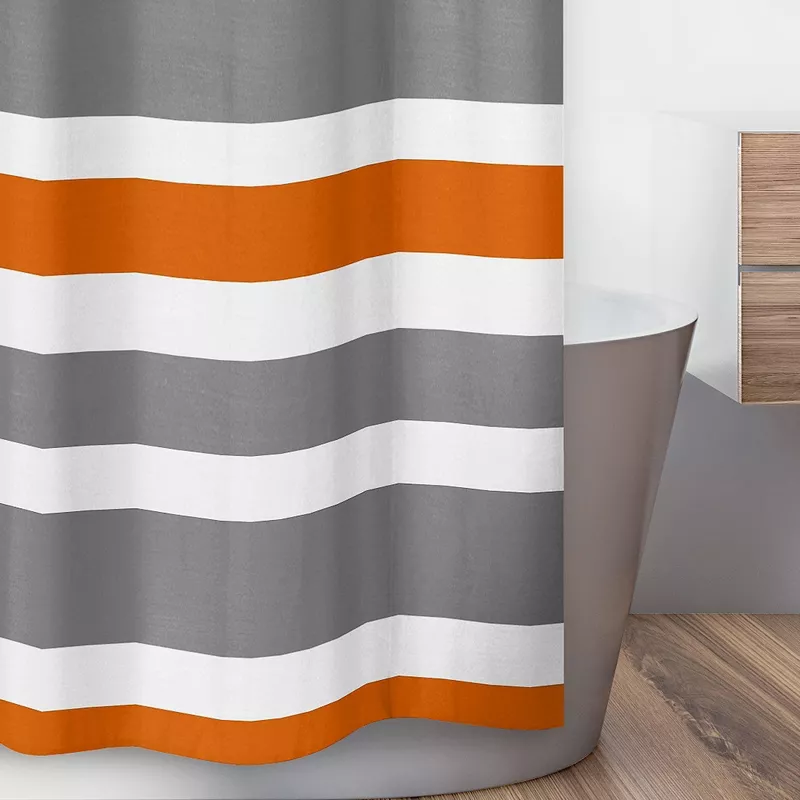 Striped Shower Curtain Orange, Burnt Orange Shower Curtain