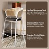 LeisureMod Ervilla Wicker Bar Stool with Fabric Seat and White Steel Frame Black Leather Set of 2 - 4 of 4