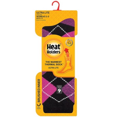 Heat Holders® Women's Delilah Ultra Lite™ Argyle Crew Socks, Thermal Yarn, Lightweight Winter Socks Tight Fit Shoes, Warm + Soft, Hiking, Cabin,  Cozy At Home Socks