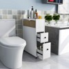 Costway Movable Bathroom Storage Cabinet Narrow Toilet Side Paper Holder w/ 2 Drawers - image 2 of 4