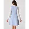 Allegra K Women's U Neck Faux Suede Sleeveless A-Line Pleated Dress - 3 of 4