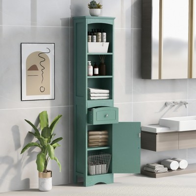 Tall Bathroom Cabinet, Freestanding Storage Cabinet with Drawer
