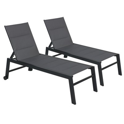 Outsunny Chaise Lounge Outdoor Pool Chair Set Of 2 With Wheels, Five ...