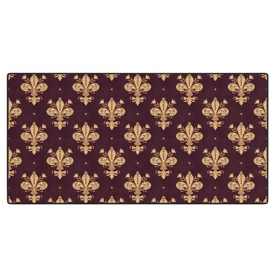 Avenie Fleur De Lis In Royal Burgundy Desk Mat