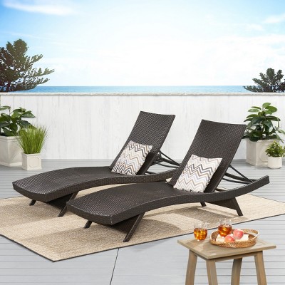 79'' Outdoor Wicker Chaise Lounge Chairs Set of 2 PE Rattan Reclining Loungers for Patio Pool or Deck No Assembly Required-Maison Boucle