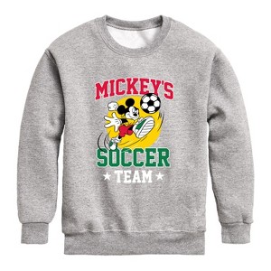 Boys' - Disney - Mickey's Soccer Graphic Long Sleeve Fleece Sweatshirt - 1 of 4