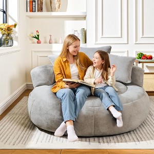 Hooseng Giant Bean Bag Chair for Adults, Teddy Fabric Upholstered Loveseat Lazy Sofa with Storage Pocket and High-Density Memory Foam Padding - 1 of 4